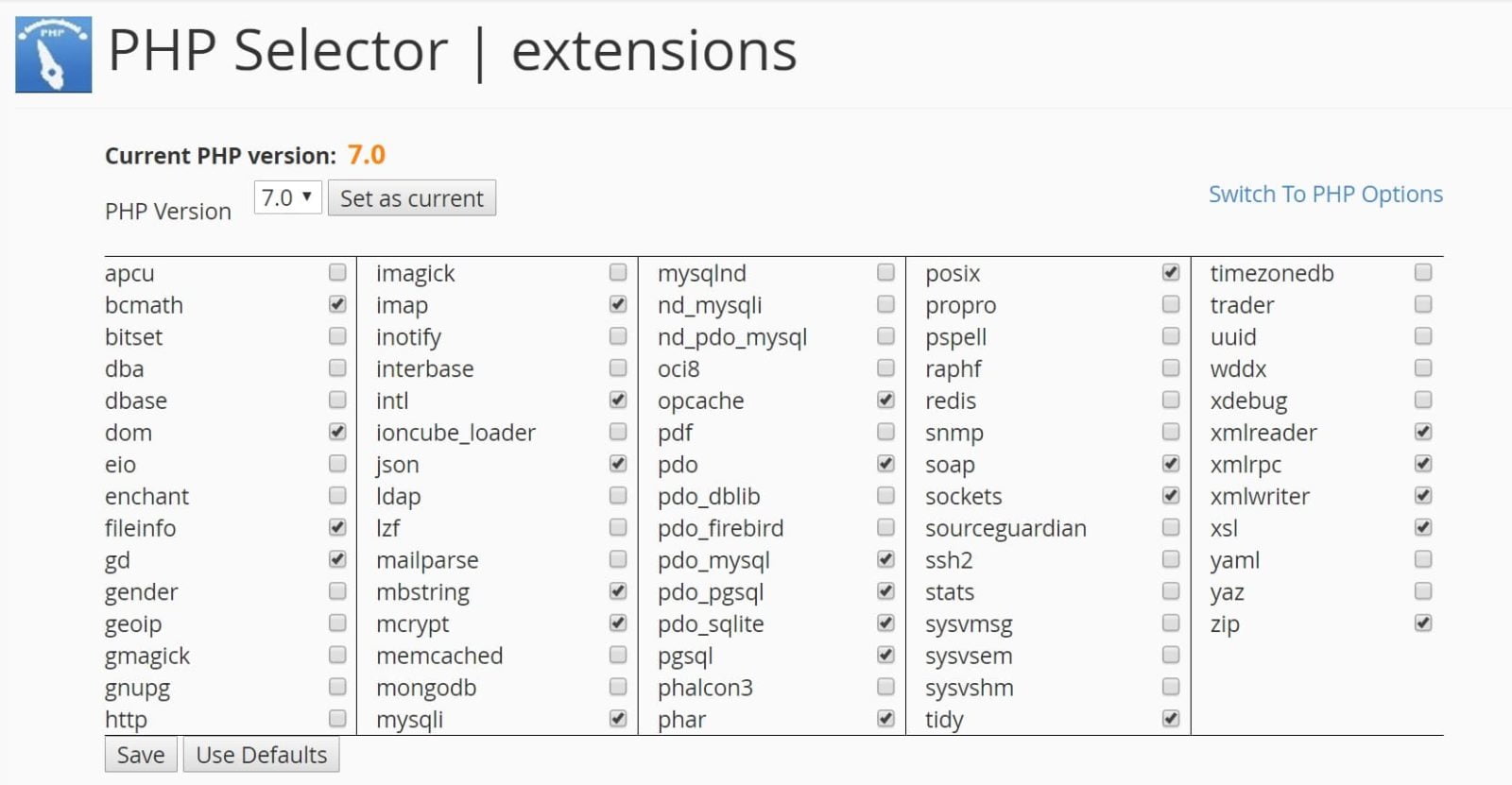 php 7 cpanel