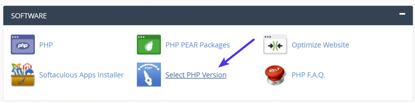 Select PHP version