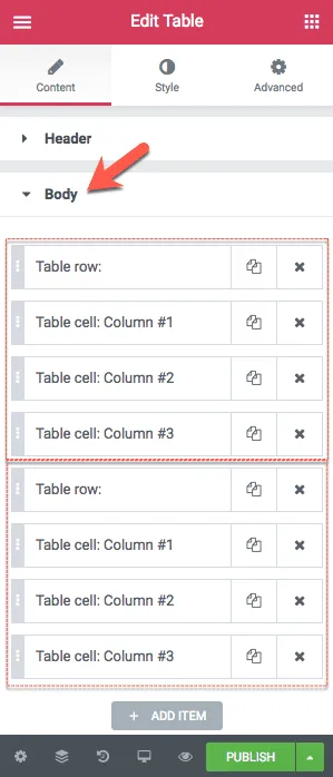 How to Insert A Table In WordPress Without Writing Code - PowerPack Elements Table Rows