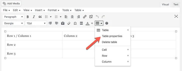 TinyMCE Table Properties                            How to Insert A Table In WordPress Without Writing Code