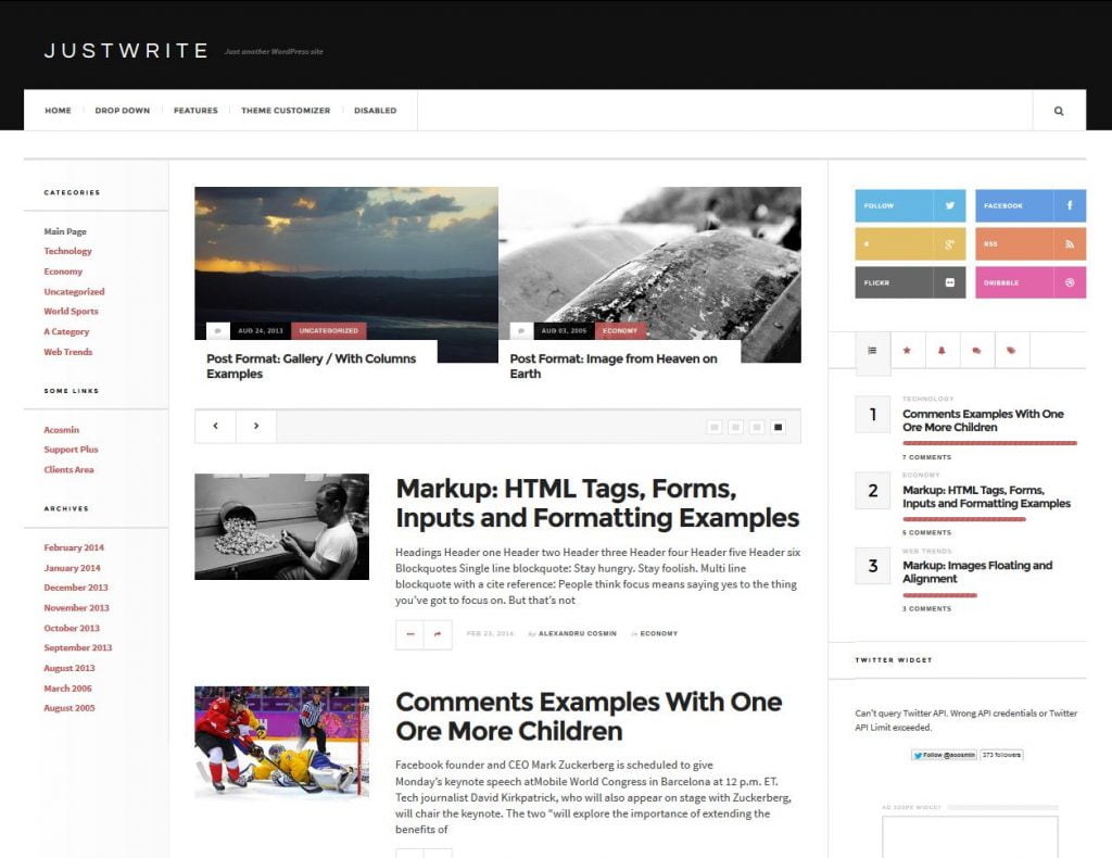 free magazine wordpress theme justwrite