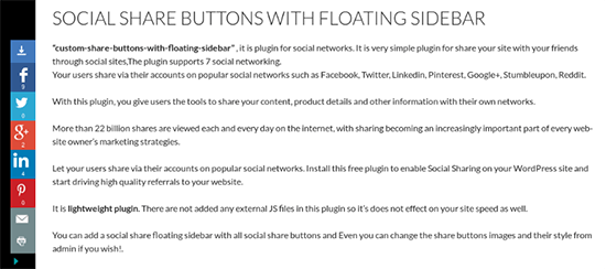 Custom Share Buttons With Floating Sidebar
