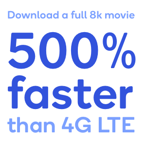 5G devices will download an 8k movie 500% faster than 4G LTE.