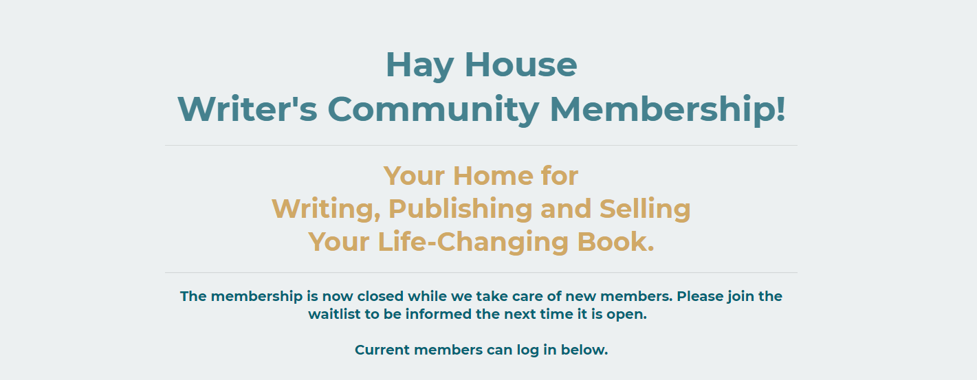 Screenshot of the Hay House Writer's Community Membership website