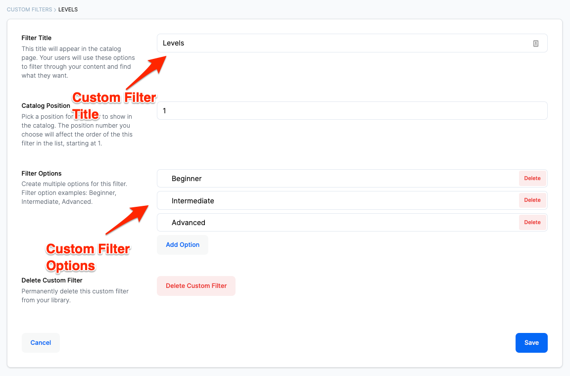 Uscreen Custom Filters