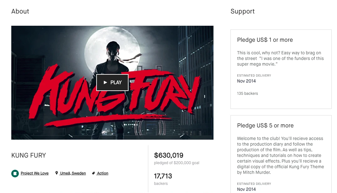 make money on YouTube by Crowdfunding like this popular Kickstarter for Kung Fury, a short film paying homage to ’80s action movies.