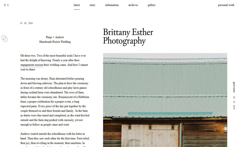 Best Photography Websites // Brittany Esther