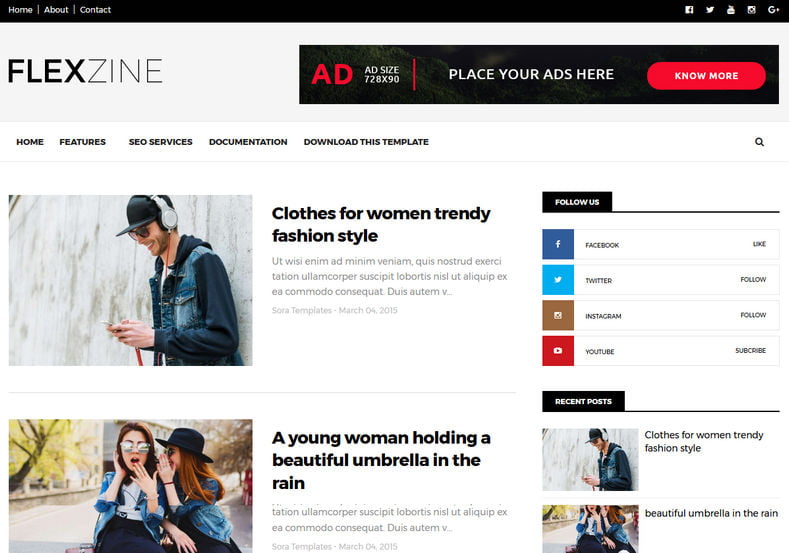 FlexZine Blogger Template is a simple and stylish responsive free blogger theme for anybody looking to create a modern and clean design