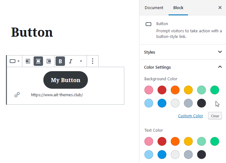Changing button color