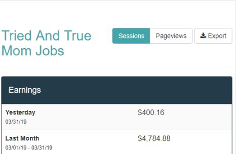 screenshot of tried and true mom jobs earnings 