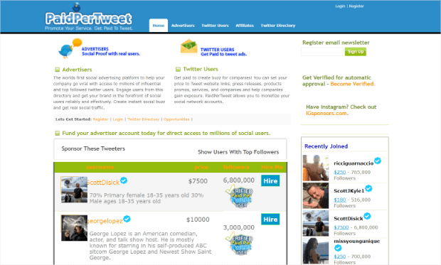 use paidpertweet to monetize twitter