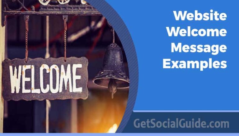 Website welcome message example on homepage