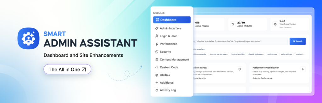 Smart Admin Assistant: Your Helpful Partner in the WordPress Dashboard 