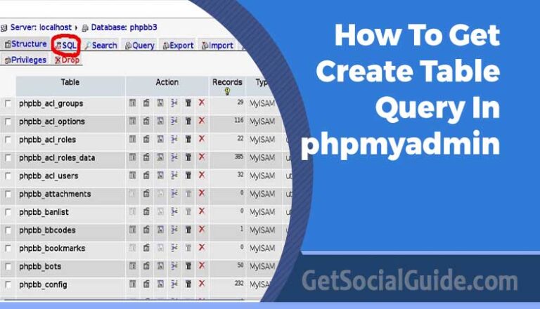 How To Get Create Table Query In phpmyadmin