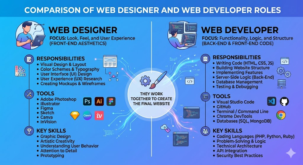 Web Designer vs. Web Developer 3 Design vs development in website creation