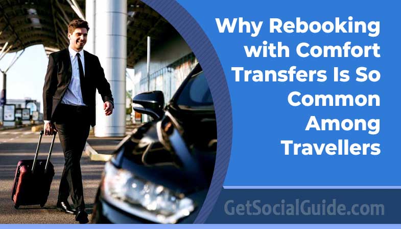 A smiling business traveler in a suit pulls his luggage toward a luxury transfer car outside an airport terminal.