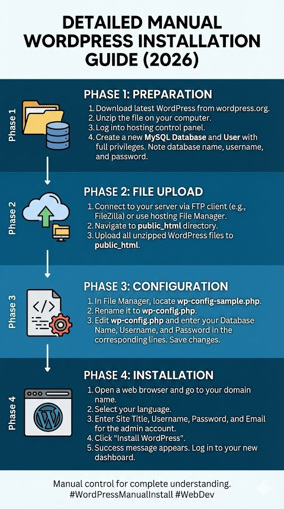 How To Install WordPress: Automatic vs. Manual Methods 3 How to Install WordPress (2026 Guide): Manual, cPanel & WP-CLI Methods