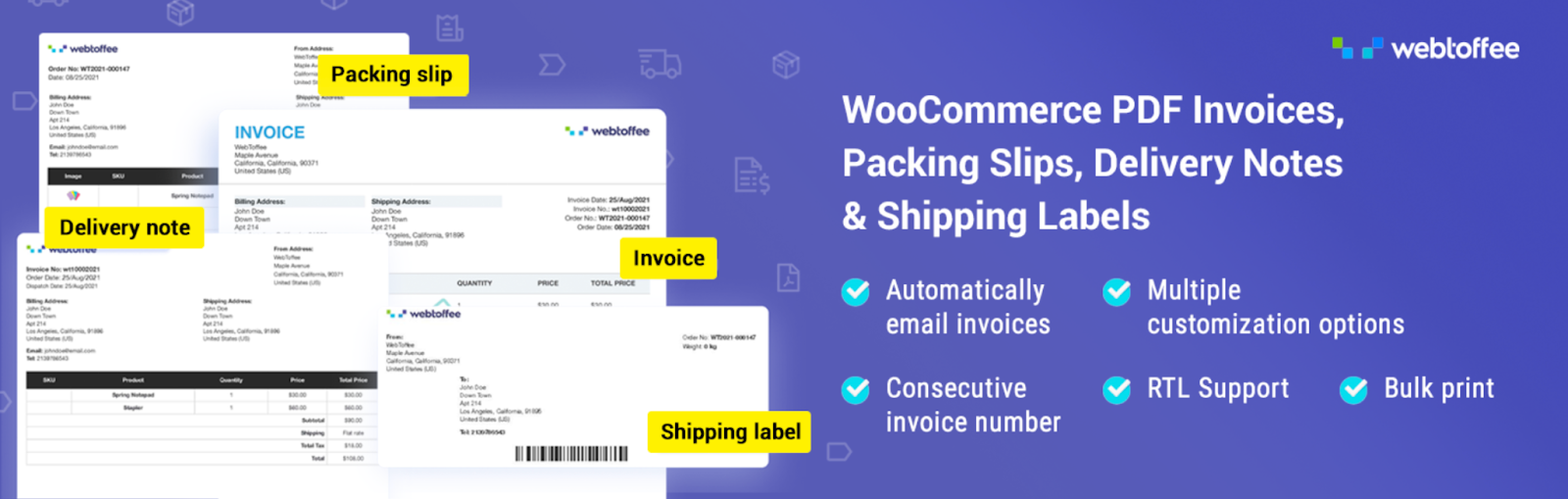 WooCommerce PDF Invoice and Document Plugins