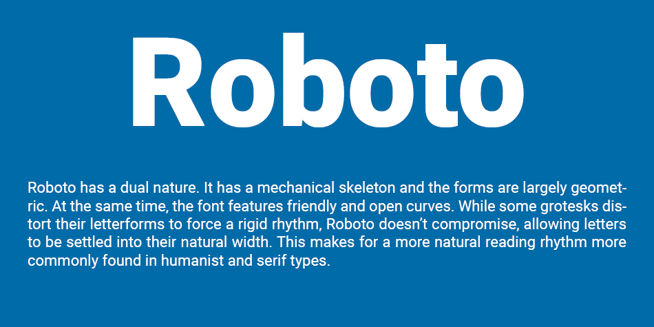 Best Google Fonts For Web Development 2 Roboto font specimen showing geometric sans-serif letterforms