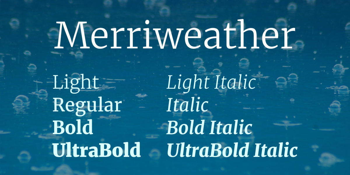 Best Google Fonts For Web Development 8 Merriweather serif font family specimen