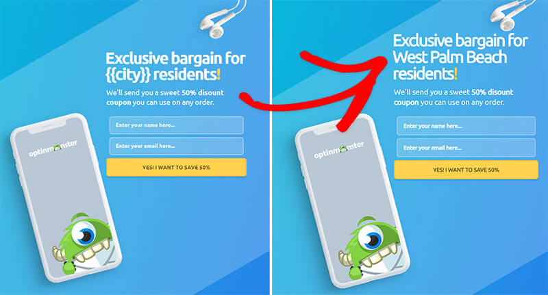 Smart content personalization example