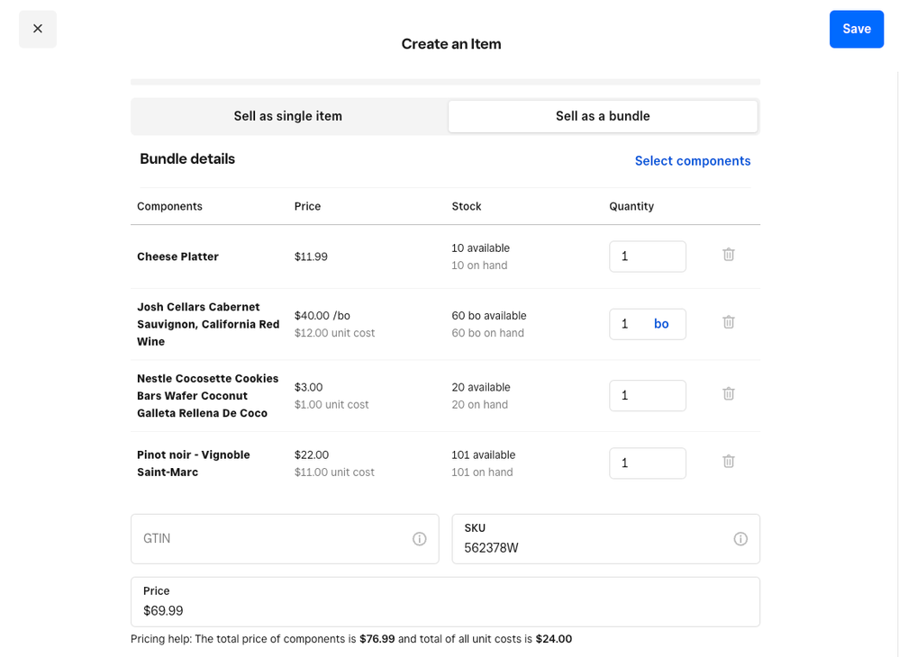 Square Online store builder interface showing drag-and-drop editor and product catalog for omnichannel selling