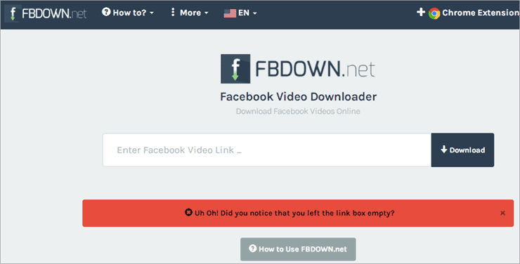 FBDOWN.net Facebook video downloader interface