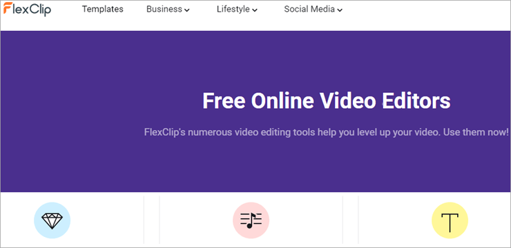 FlexClip video editor with royalty‑free media library