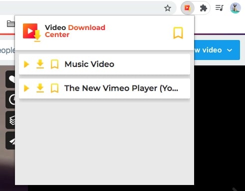 Video Download Center extension popup
