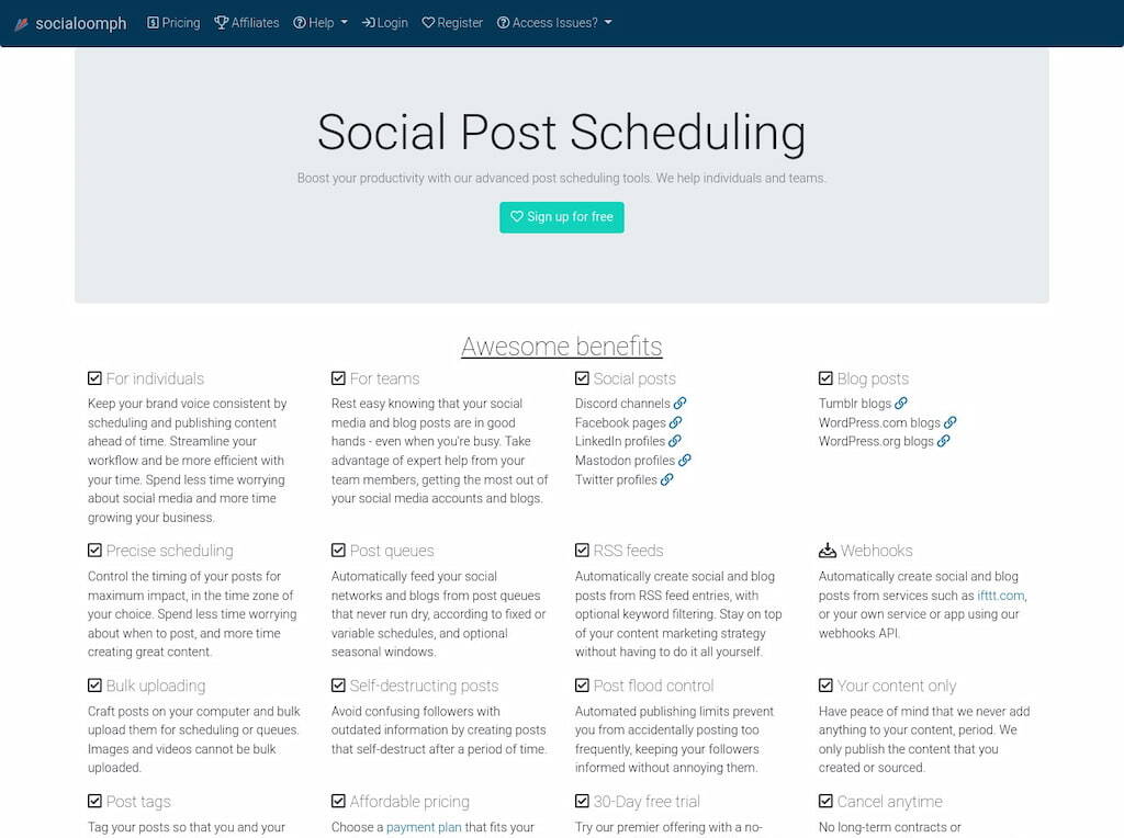 SocialOomph bulk scheduling interface