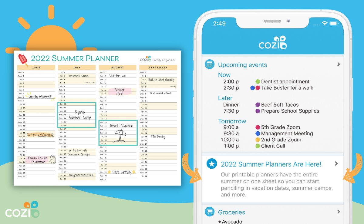 17 Best Google Calendar Alternatives 18 Cozi family organizer app showing shared calendar, shopping lists, and meal planner
