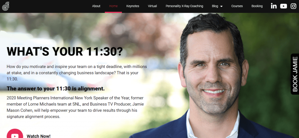 Jamie Mason Cohen website with video testimonials and discovery call CTA