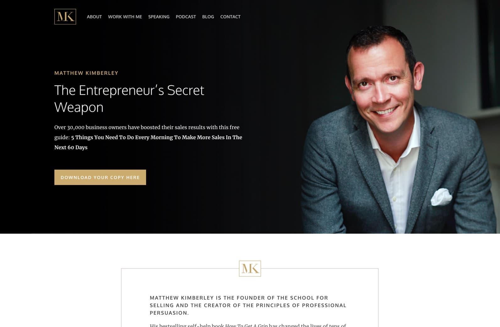 Matthew Kimberley coaching website with luxury branding