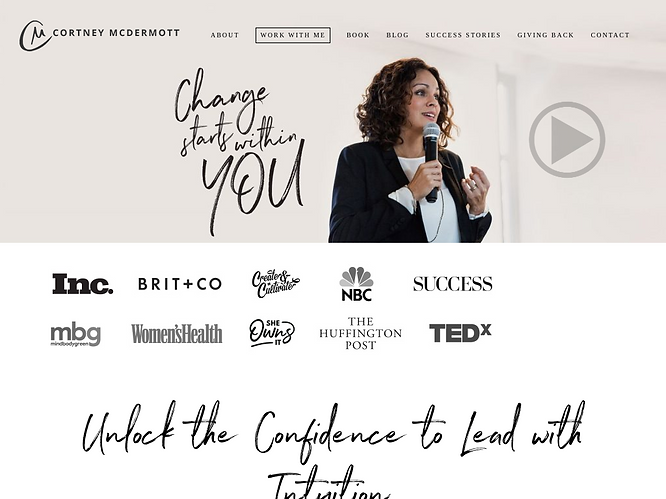 Life coaching website examples - Cortney Mcdermott