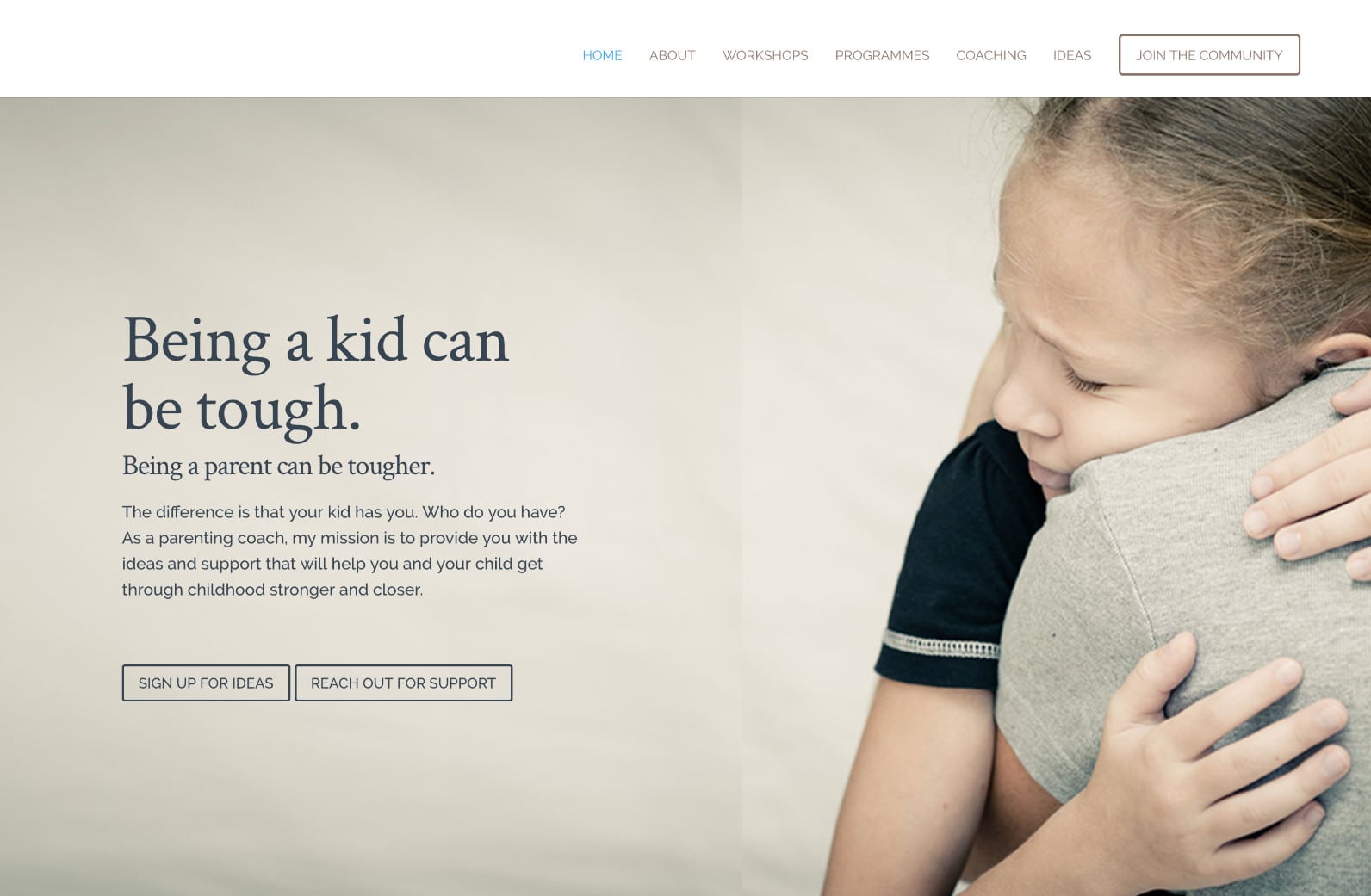 Jess Rowe parenting coaching website with personal story