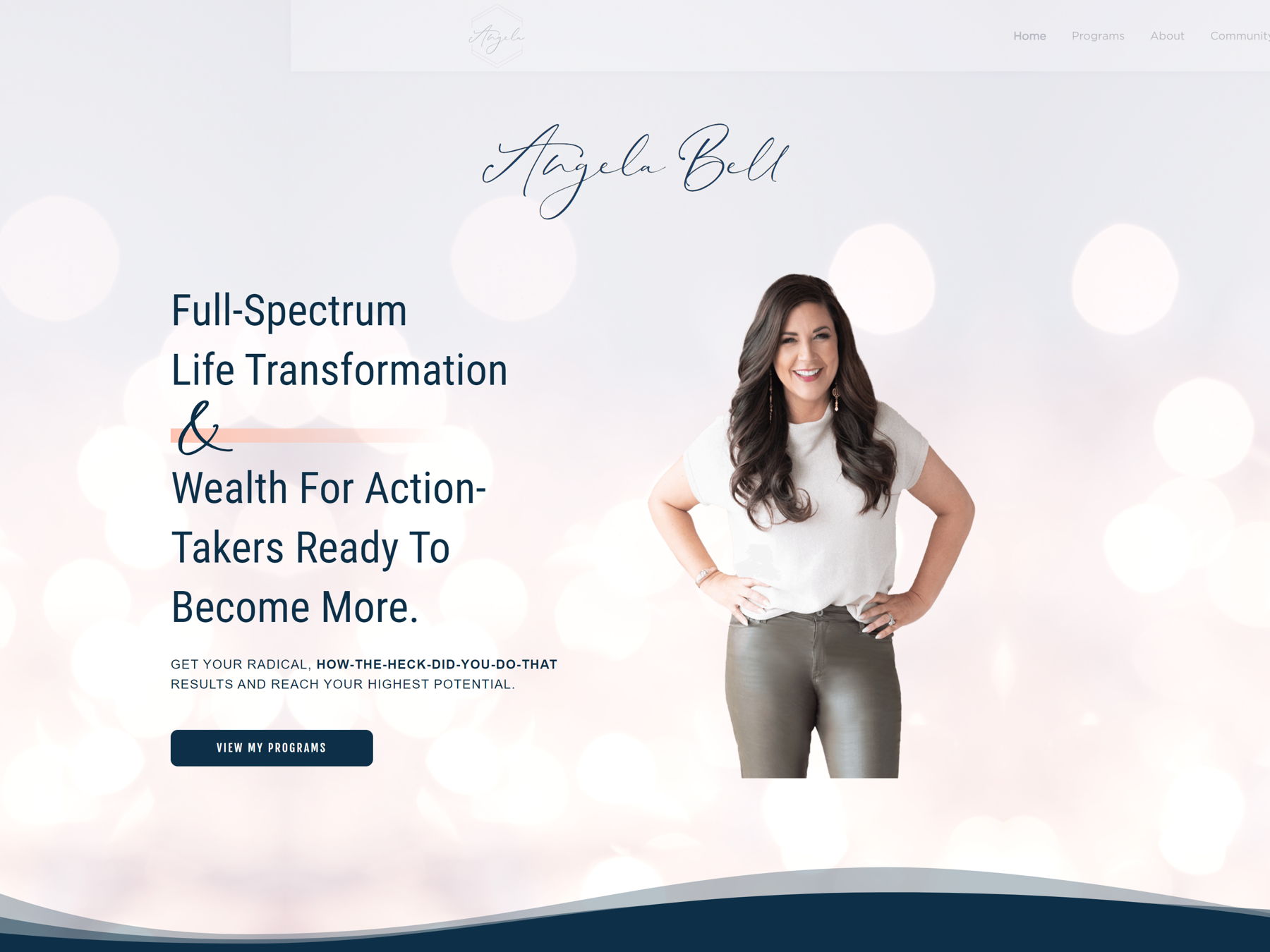 Screenshot of Angela Bell, from the coach websites collection.