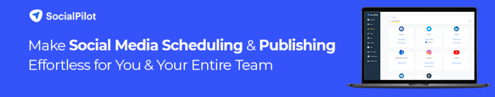 SocialPilot banner showing affordable social media management for small businesses