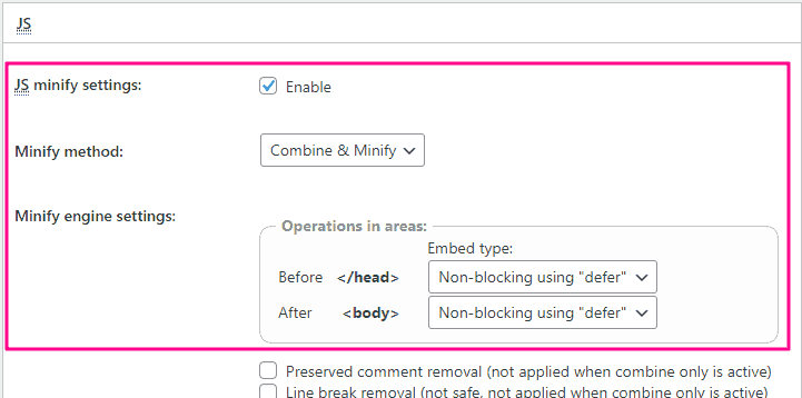 W3 Total Cache defer JS settings