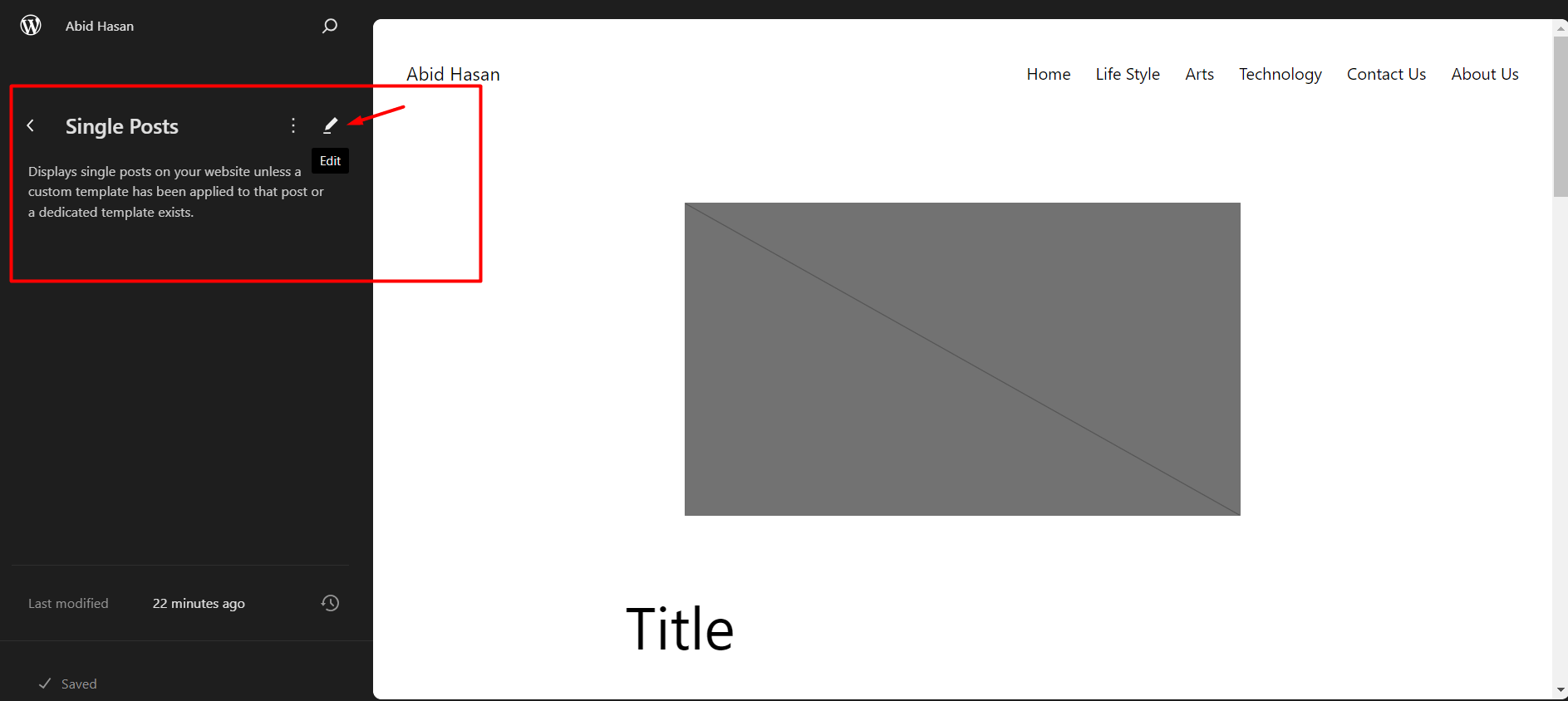 Single Posts template in FSE editor