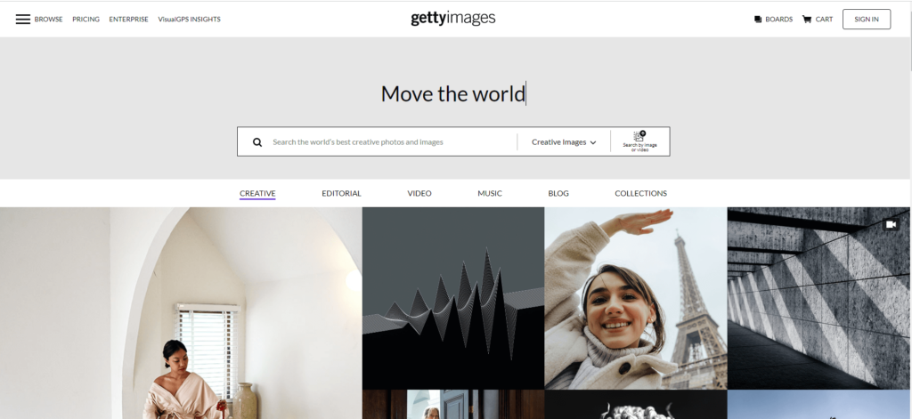 Getty Images stock photo site