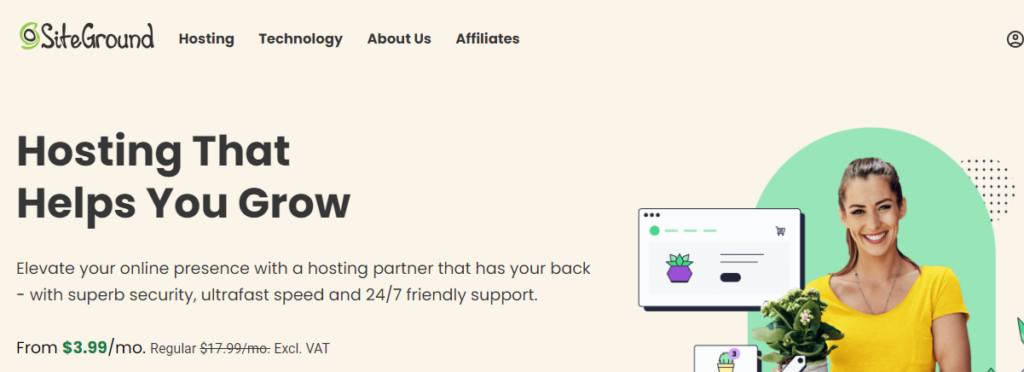 SiteGround account management panel and performance tools