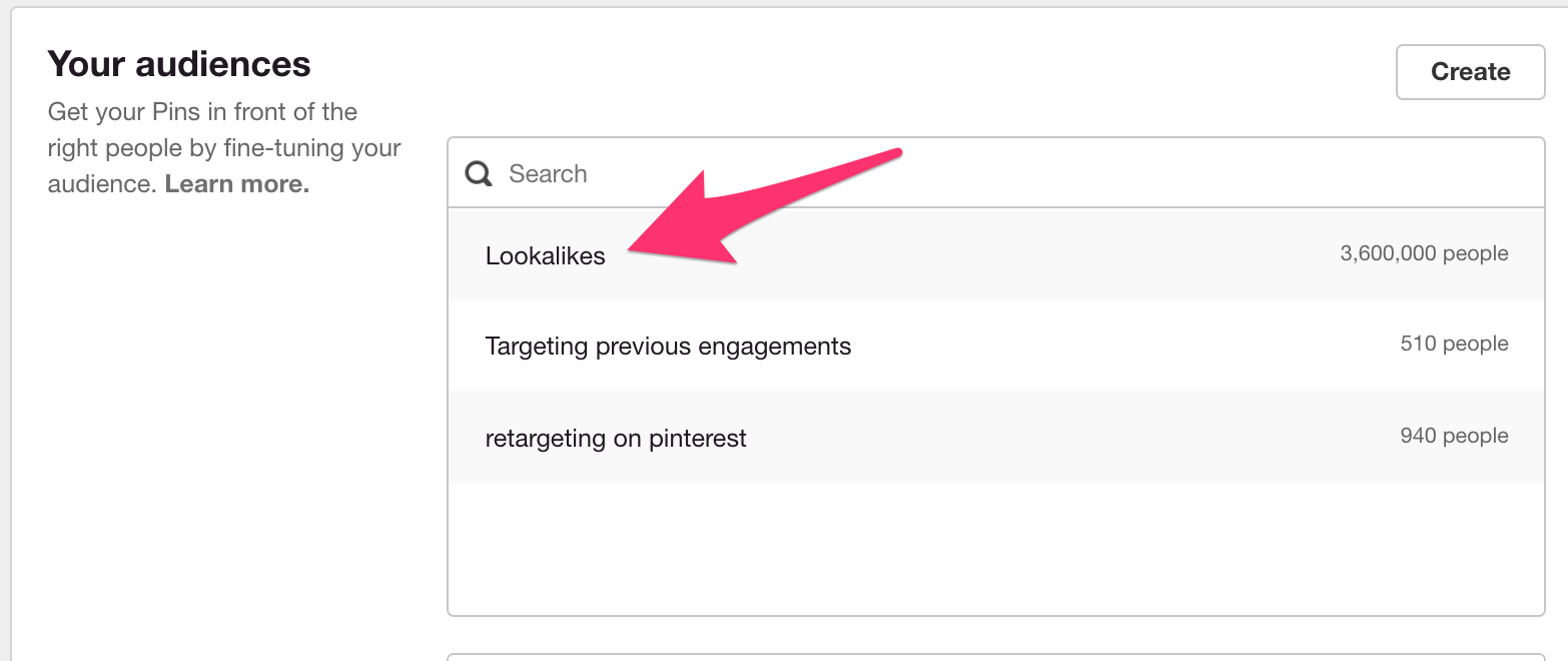 Pinterest Advertising Strategies 17 Pinterest lookalike audience option