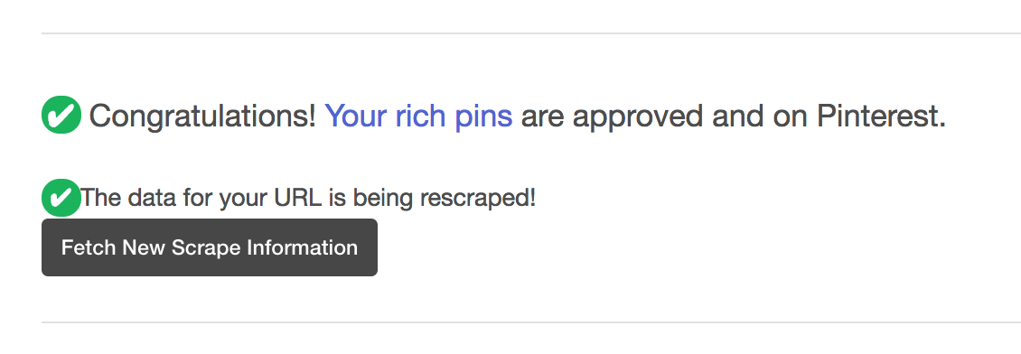 Pinterest Advertising Strategies 36 Rich Pin success message