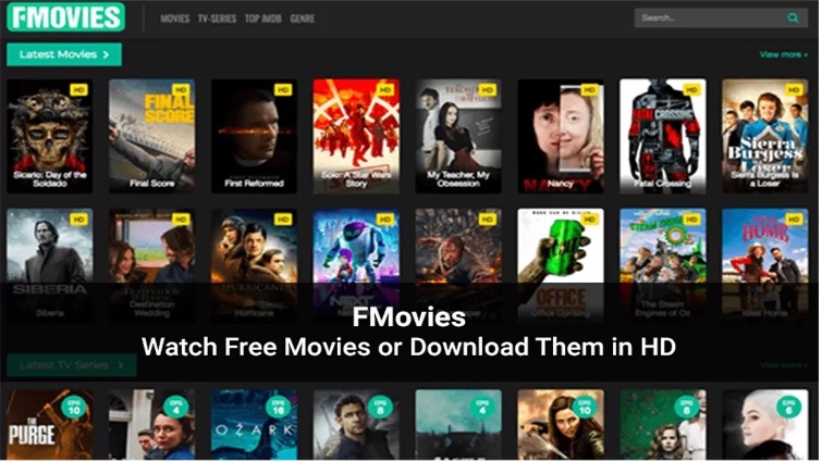 Fmovies homepage with movie recommendations and trending section
