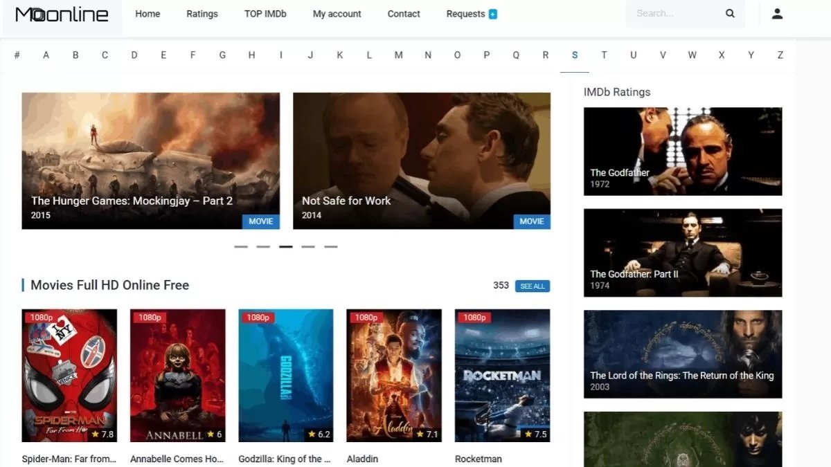 Moonline TV website showing HD movie posters