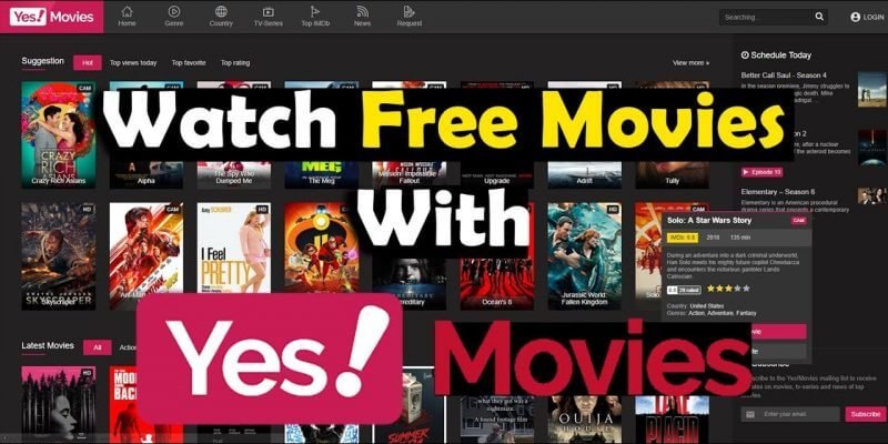 SockShare Alternatives 6 Yesmovies interface highlighting a movie player and a list of related content suggestions