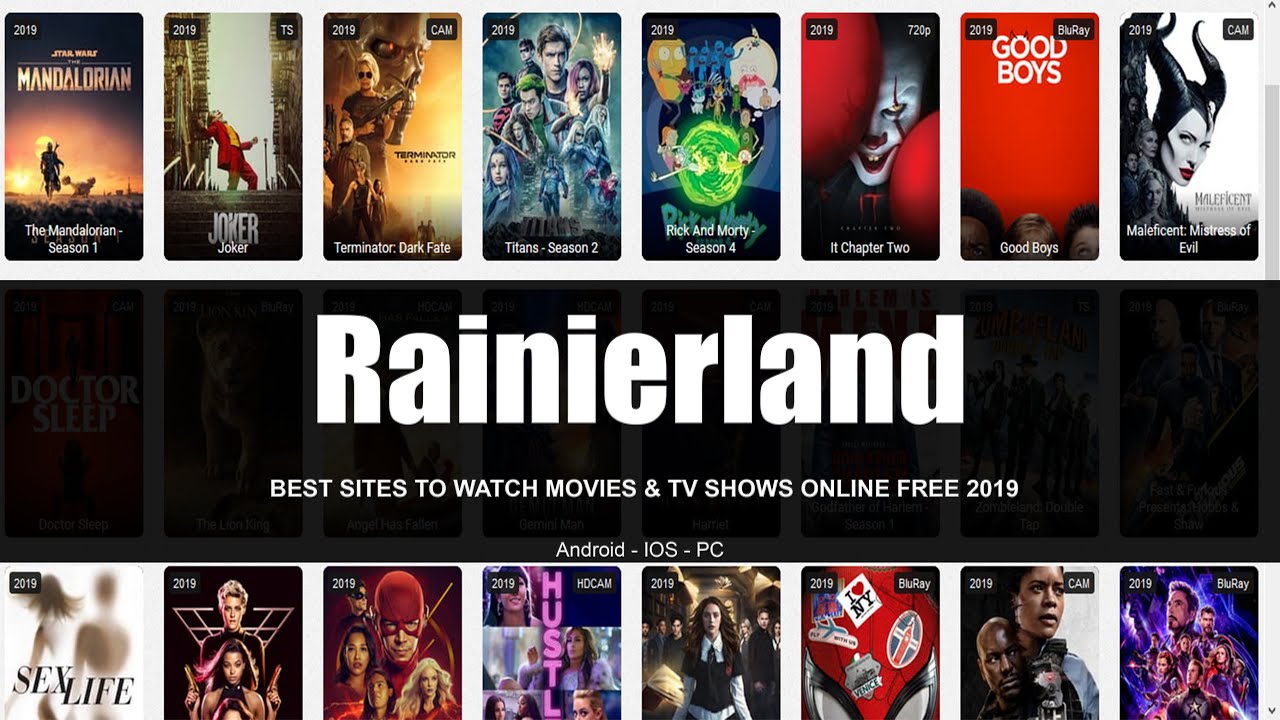 SockShare Alternatives 11 Rainierland website showing a movie selection interface with a nature-themed background