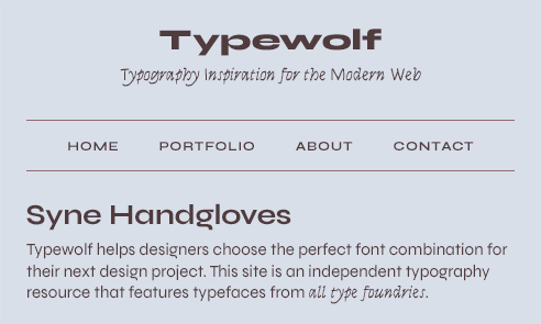 Type Sample bookmarklet tool showing font information overlay on website text