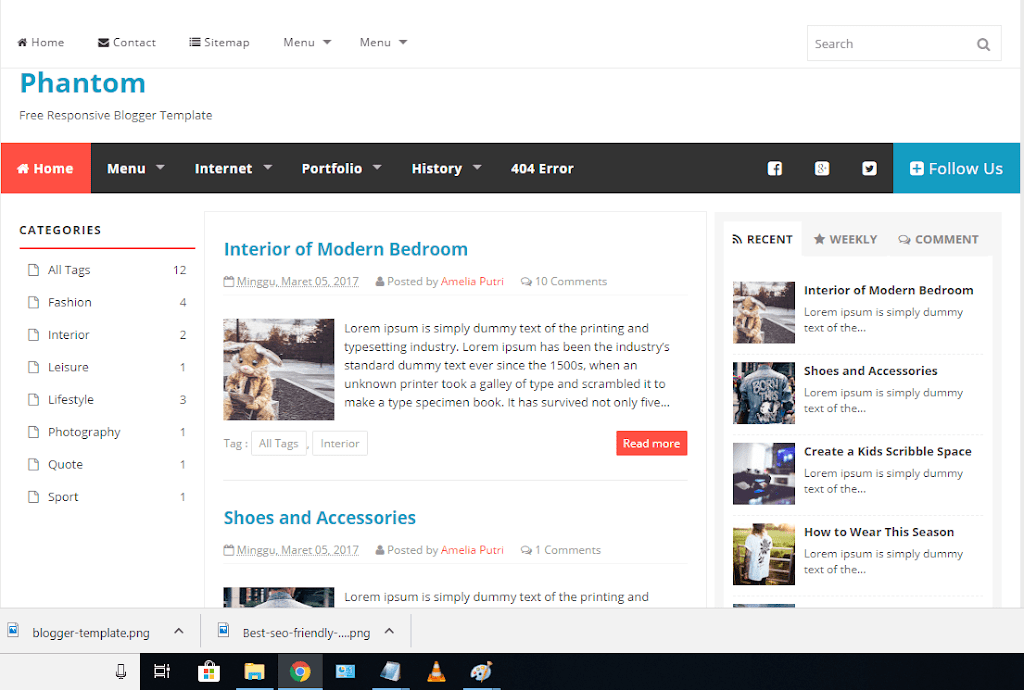 Top 5 High Quality AdSense Friendly Free Blogger Templates 18 phantom blogger template
