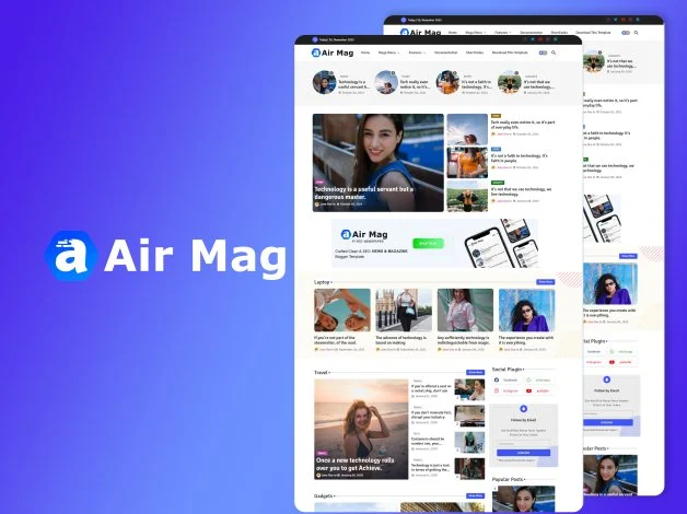 Top 5 High Quality AdSense Friendly Free Blogger Templates 10 Air Mag Blogger Template